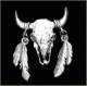 Buffalo Skull with Feathers Pin