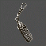 Wolf`s Head Feather Zipper Pull